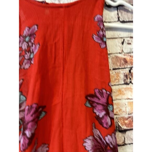 Free People Red floral sleeveless tunic top blouse women’s size Xs - Picture 3 of 8